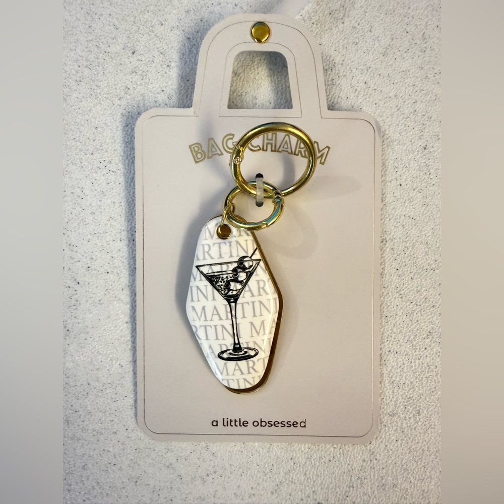 Gold and White Martini Key Holder